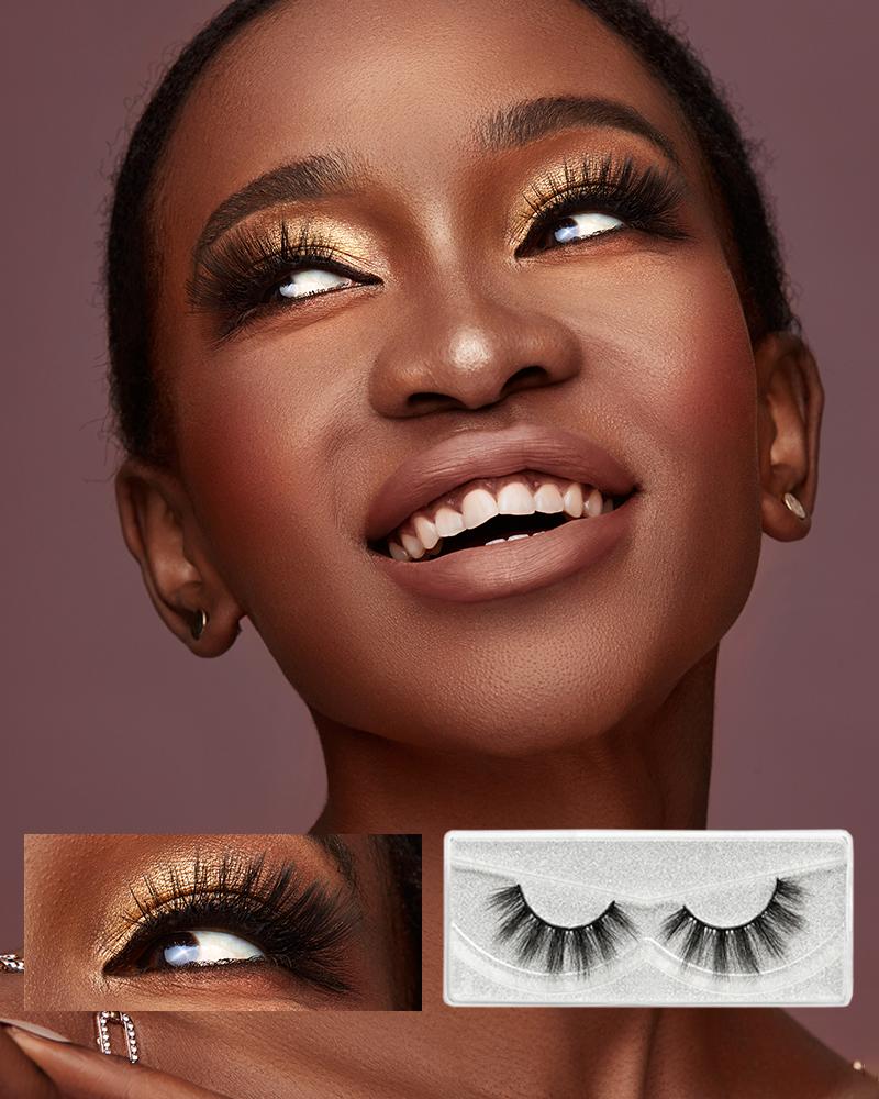 

1Pair Natural Daily Mink Eyelashes Fluffy Real Eyelashes, Black