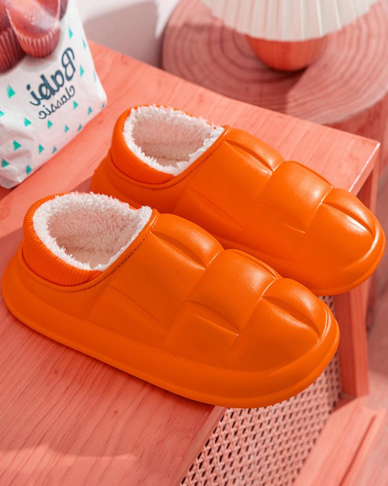 

Quilted Lined Round Toe Slippers, Orange