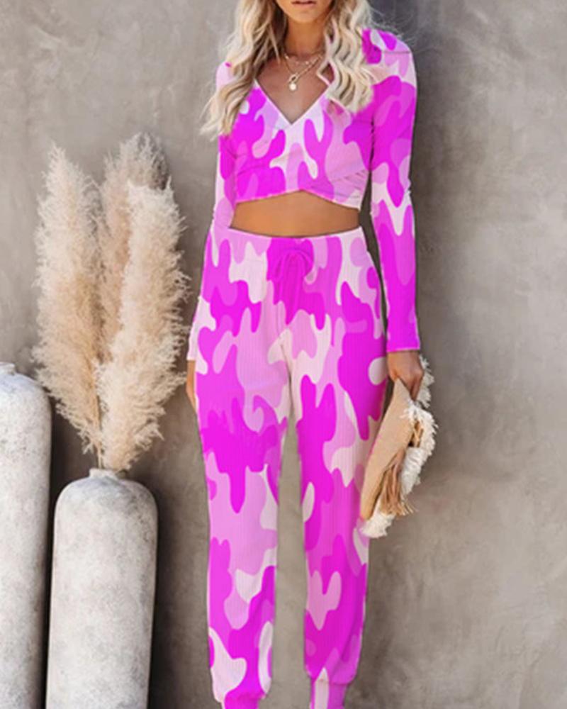 

Tie-dye Long Sleeve Suit Sets, Purple