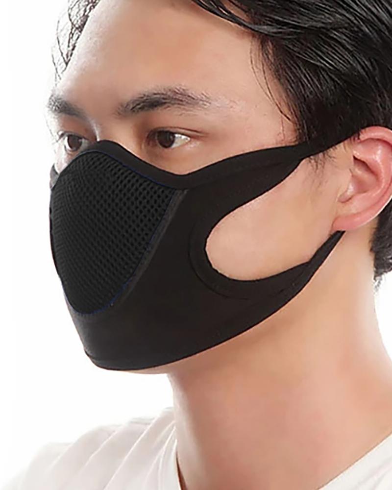 

Colorblock Breathable Ear Loop Mouth Mask Washable And Reusable, Black