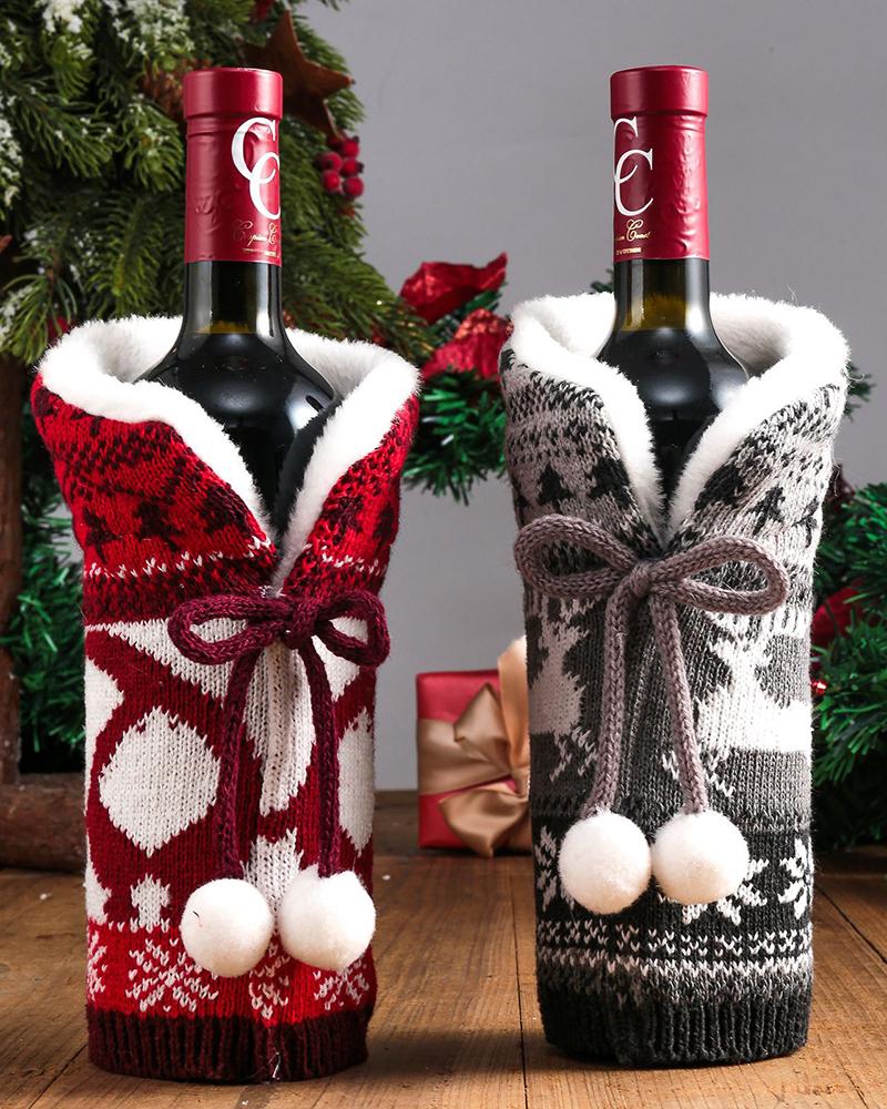 

1pc Santa Claus Wine Bottle Dust Cover Xmas Ornament For Home Dinner Table, Red