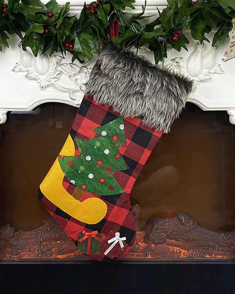 

Christmas Pattern Fluffy Stocking Decor, Style4