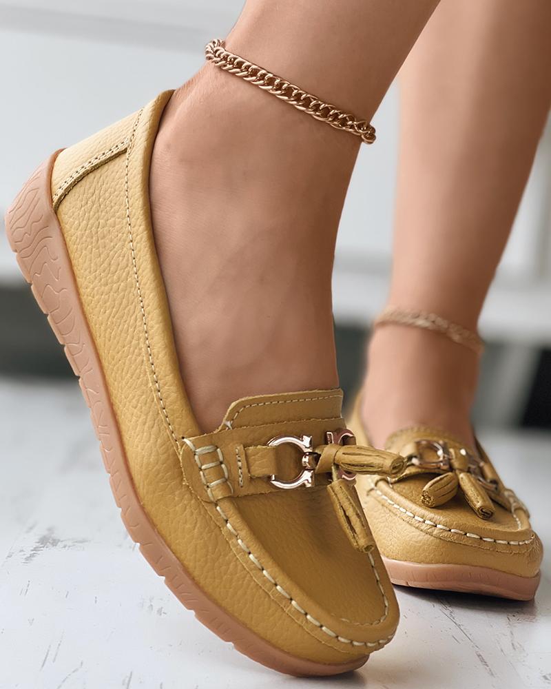 

PU Leather Slip On Loafers, Yellow