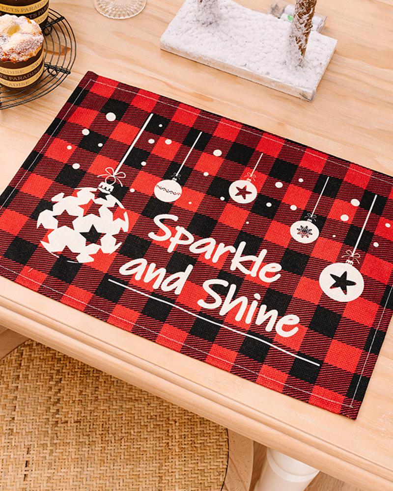 

1pc Christmas Plaid Graphic Print Kitchen Dining Table Placemat Decors, Style3