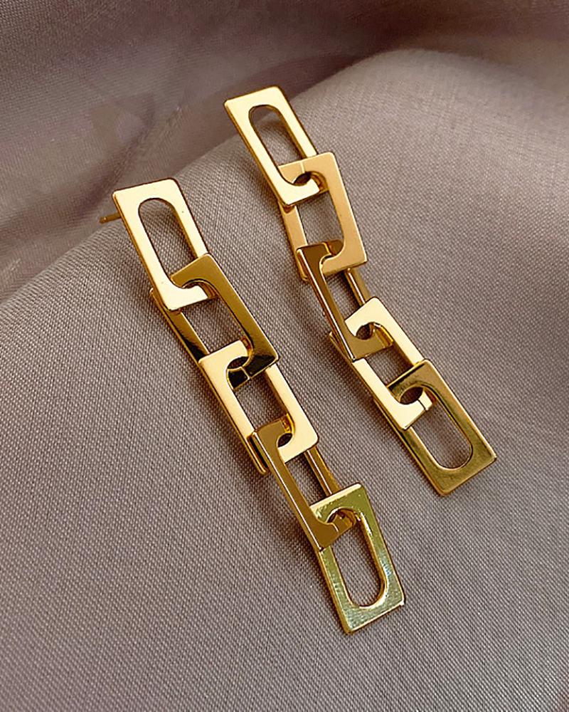

1Pair Square Chain Tassel Drop Earrings, Gold