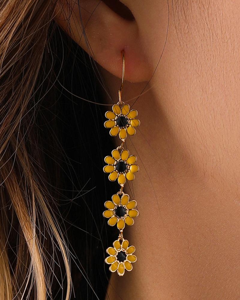 

1Pair Vintage Daisy Hook Drop Earrings, Yellow