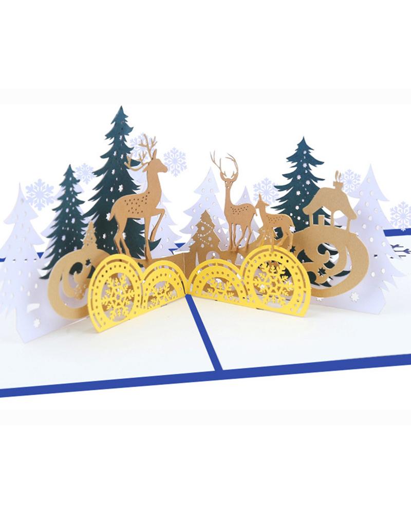 

3D Pop Up Christmas Greeting Card With Envelope, Yellow