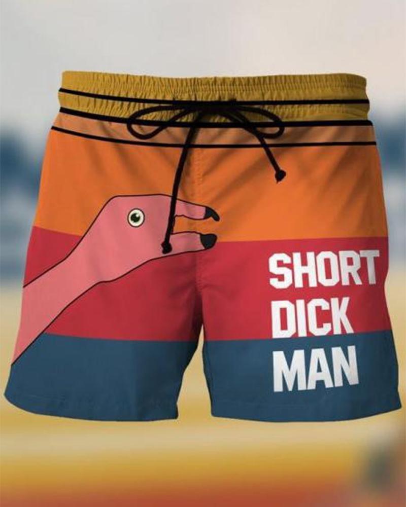 

Colorblock Letter Print Drawstring Shorts, Multicolor