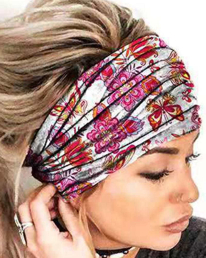 

Vintage Butterfly Yoga Sports Headband, White