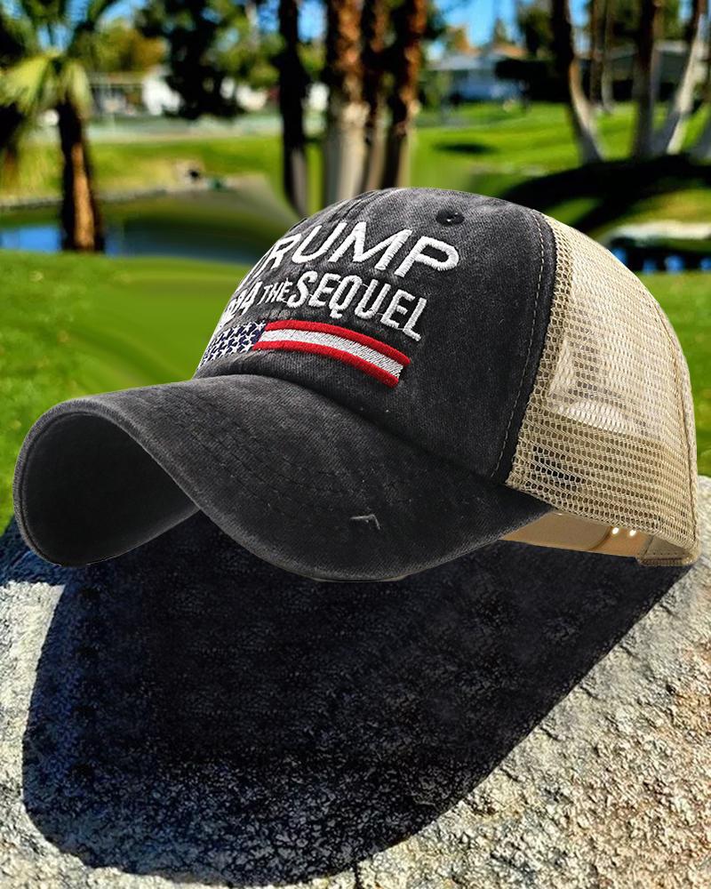 

Vintage Colorblock Flag Letter Embroidery Breathable Baseball Cap, Black