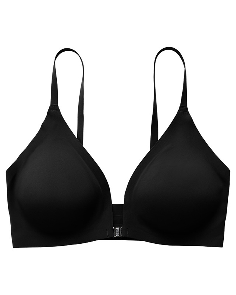 

Buckle Front Seamless Wireless Lifting Bra, Black