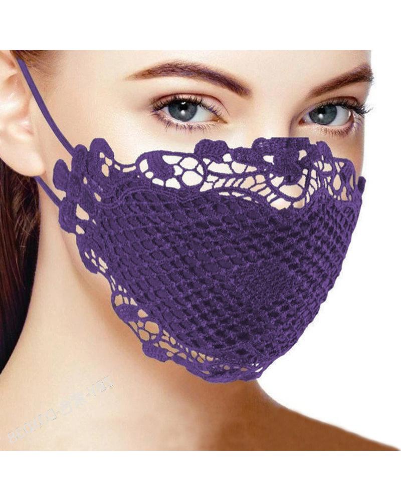 

Lace Hem Outdoors Breathable Face Mask, Purple