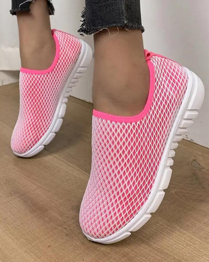 

Hollow Out Slip-on Breathable Sneakers, Hot pink