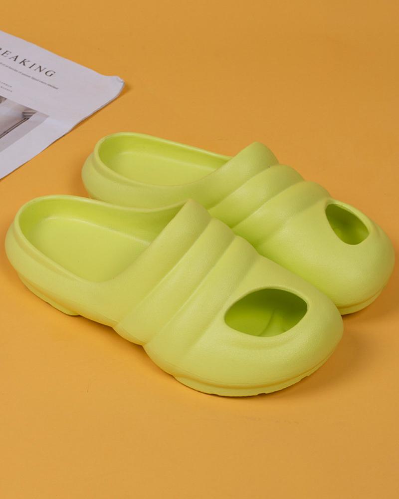 

Chic Womens Hollow-out Round Toe Home Slipper Platform Shoes, Green