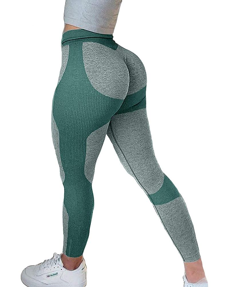 

High Waist Compression Seamless Butt Lift Stretch Yoga Leggings Pants, Green