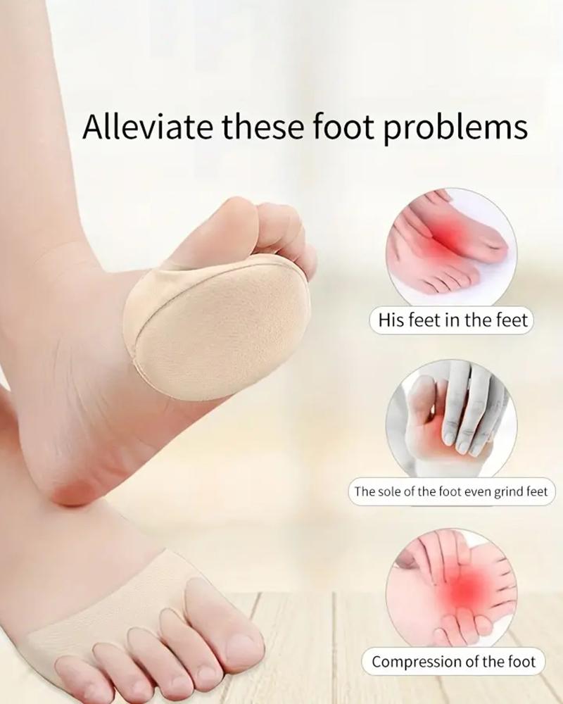 

2pcs Five Toes Forefoot Pads Half Insoles Calluses Corns Foot Pain Care Absorbs Shock Socks Toe Pad Inserts, Nude