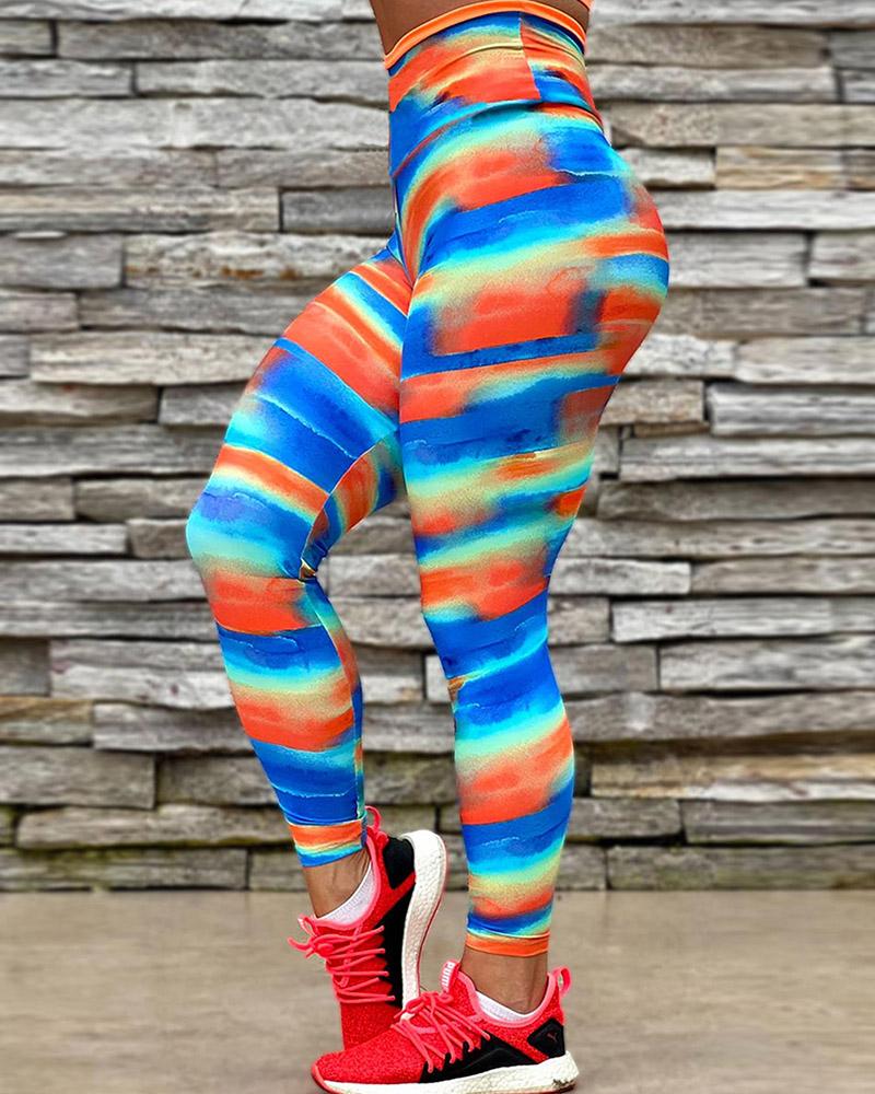

Tie Dye Print High Waist Tummy Control Butt Lift Leggings, Multicolor