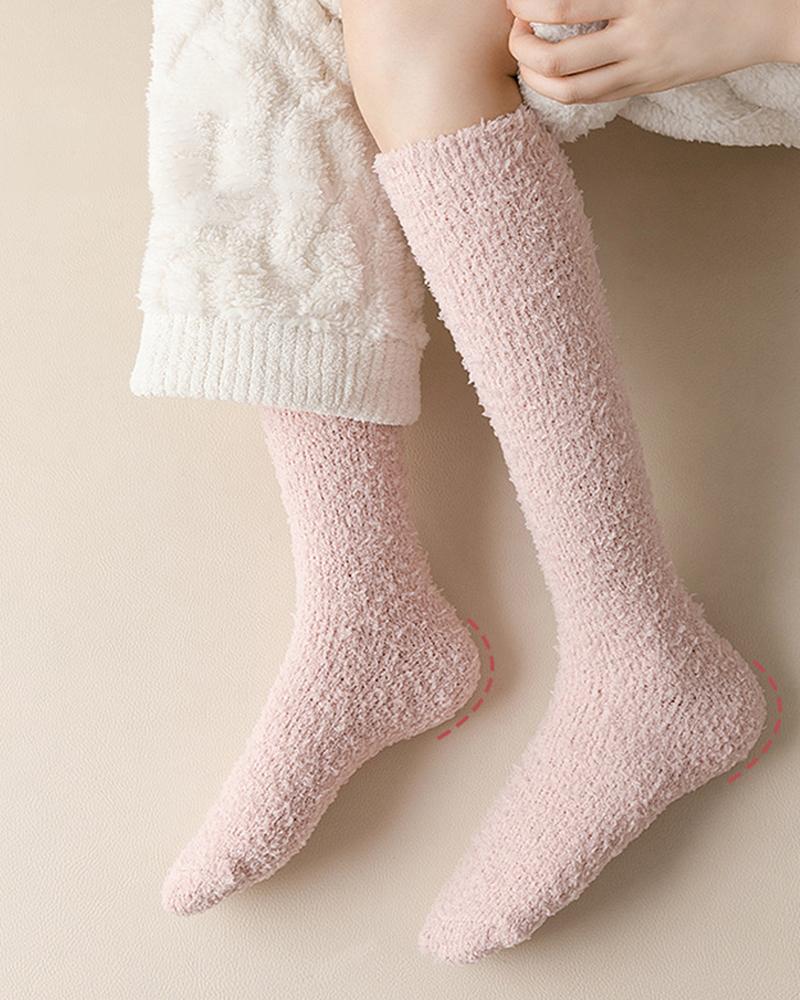

1Pair Fuzzy Winter Thermal Calf Socks, Pink