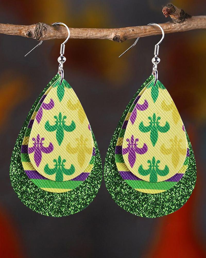 

1Pair Mardi Gras Festival Leopard Hook Teardrop Earrings, Yellow