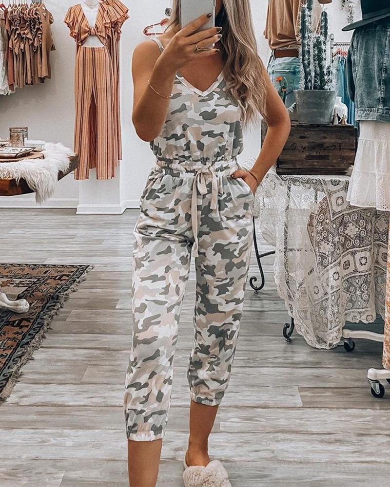 

Camo Print Cami Jumpsuit, Camoflage