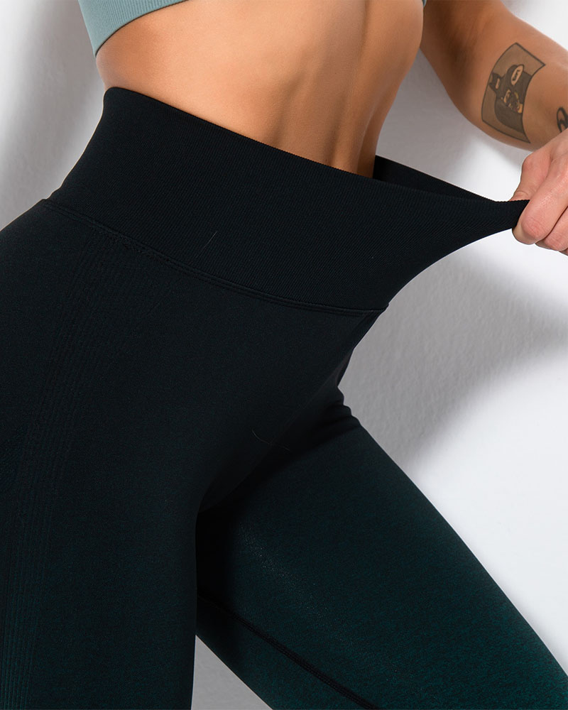 

Ombre High Waist Butt Lifting Sports Yoga Pants, Black&green