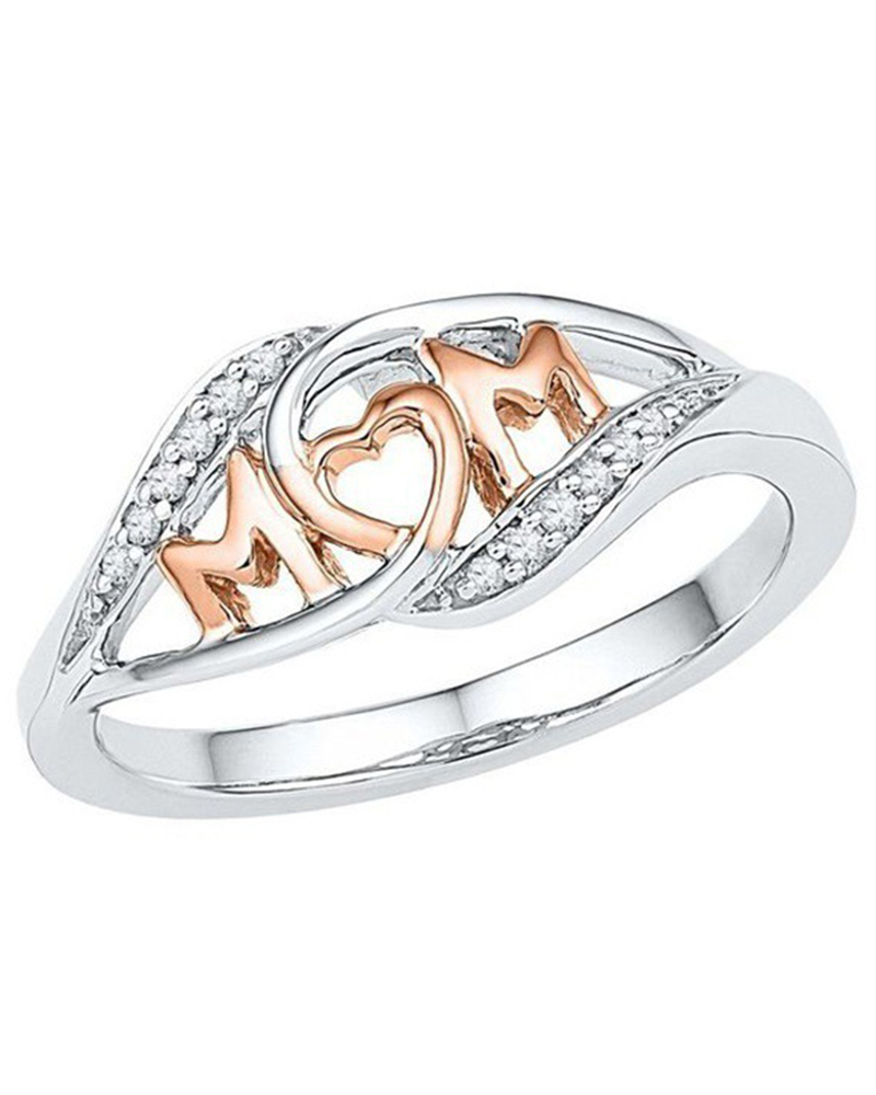 1pc Mother's Day Gift Irregular Mom Letter Zircon Ring