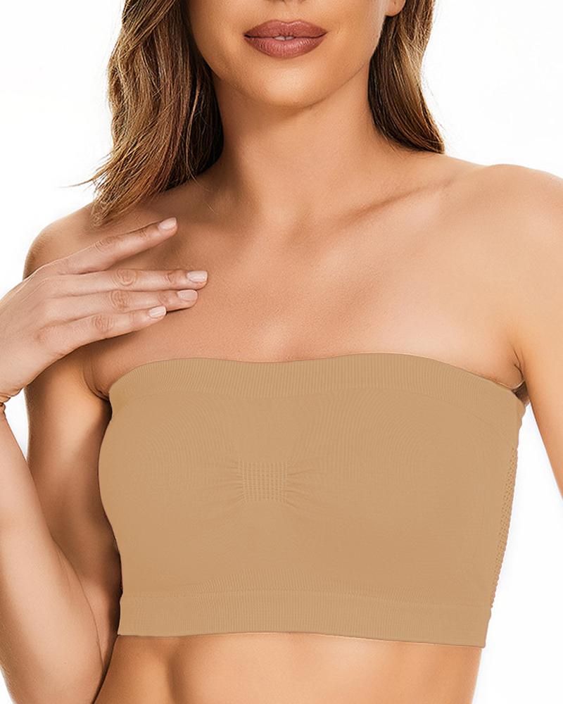 

Strapless Bandeau Bralette Invisible Bra, Khaki