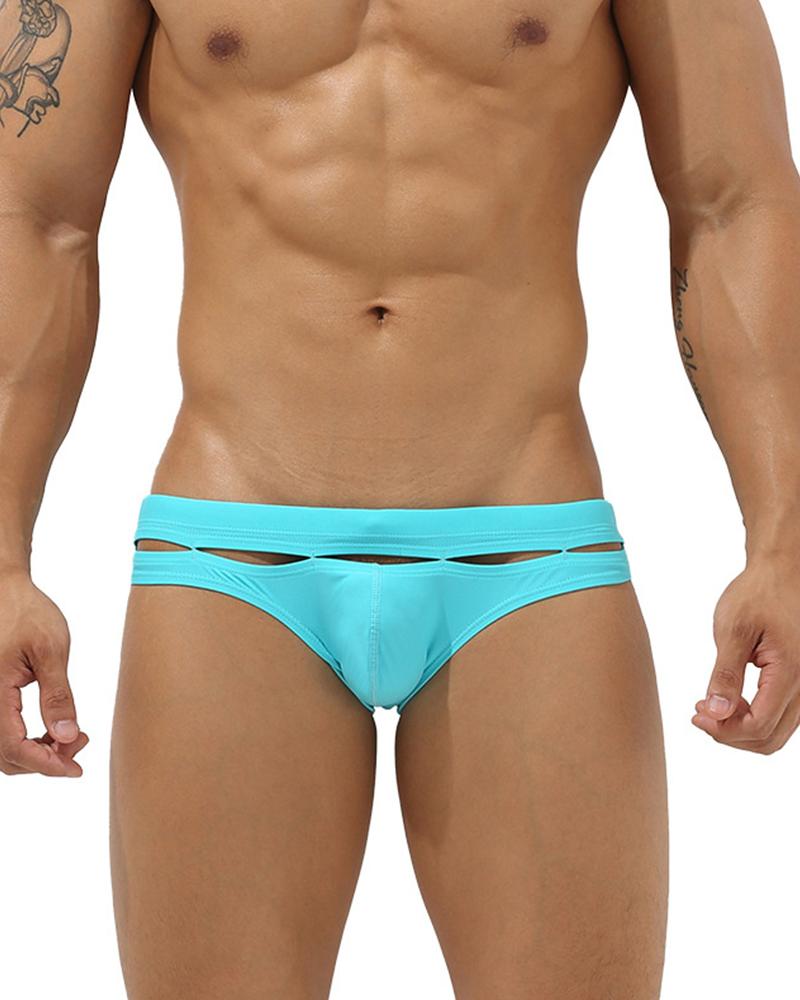 

Solid Color Cut-out Low Waist Skinny Underpants, Sky blue