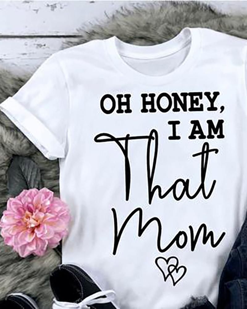 

Mother's Day Letter Print Casual T-Shirt, White