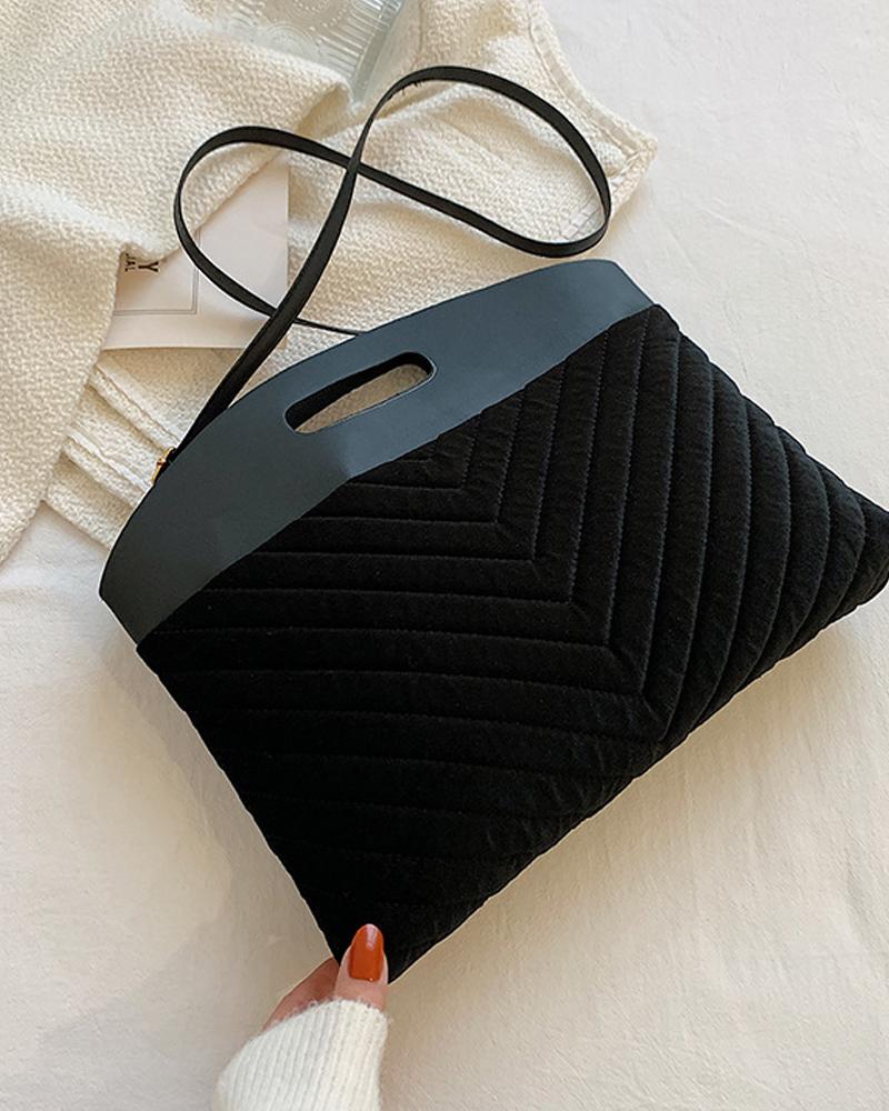 

Velvet Tote Bag With Shoulder, Black