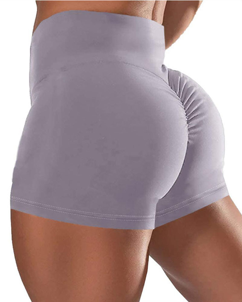

High Waist Scrunch Butt Lifting Yoga Active Shorts, Gray