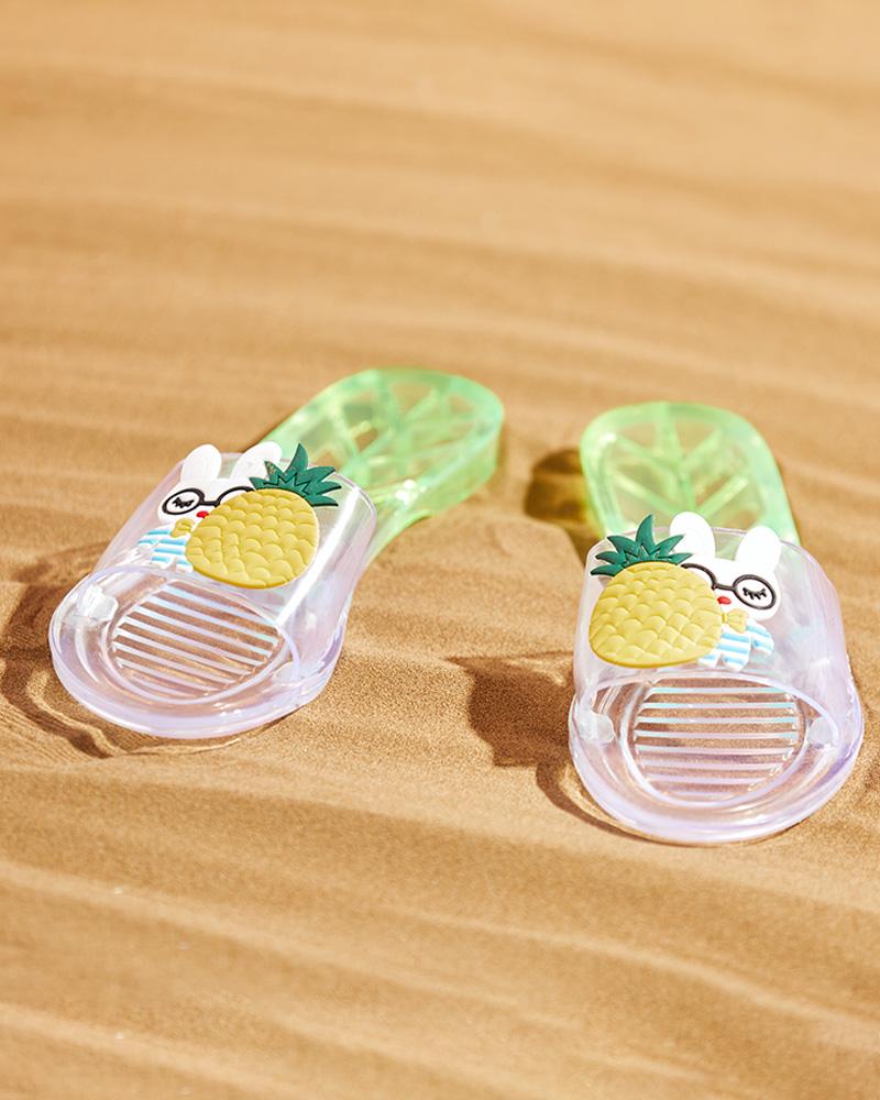 

Clear Perspex Fruit Rabbit Pattern Slipper, Green