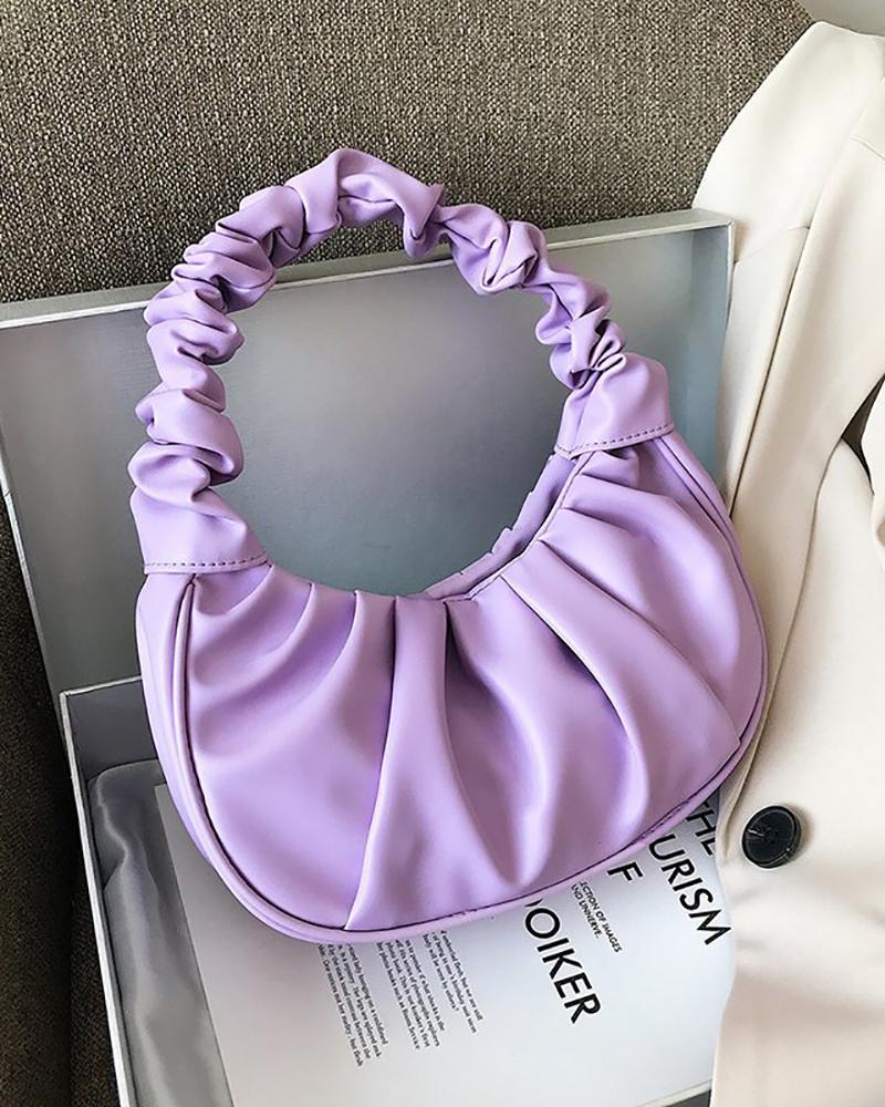 

Minimalist Ruched Baguette Bag, Purple