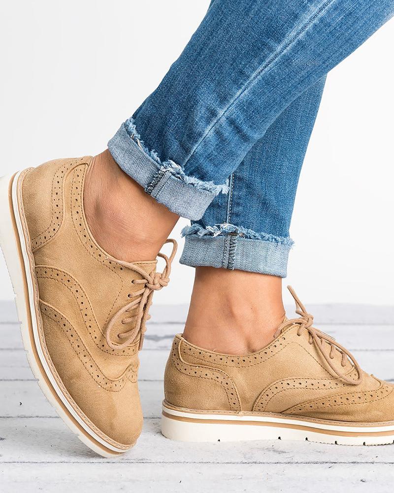 

Plain Lace-Up Oxford Shoes, Brown