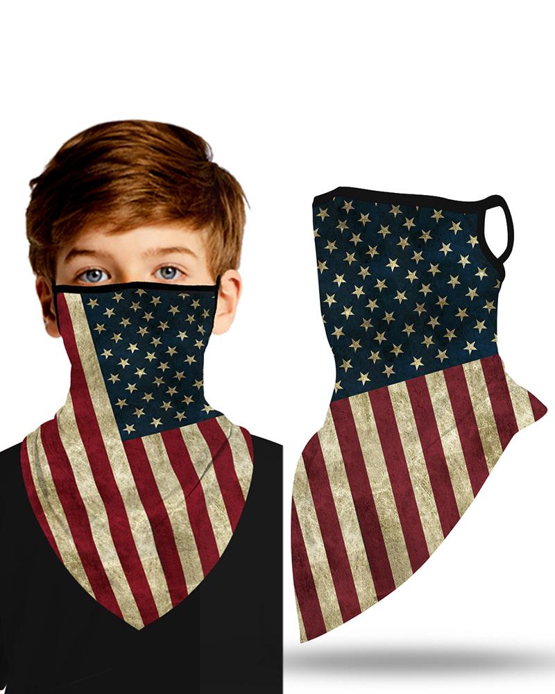 

Flag Print Breathable Ear Loop Face Cover Windproof Outdoors For Children, Red