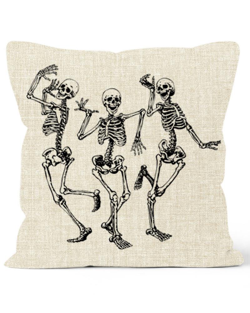 

Halloween Skull Pillow Covers Home Decor Cotton Linen Sofa Throw Pillow Case Cushion Cover 18" x 18", Style1