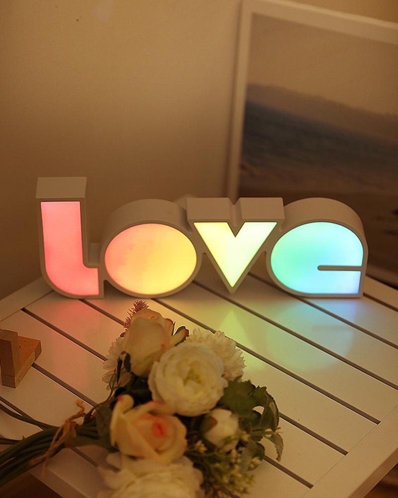 

Colorful LOVE LED Box Night Light Bedroom Desk Love Sign Background Decor, Style3