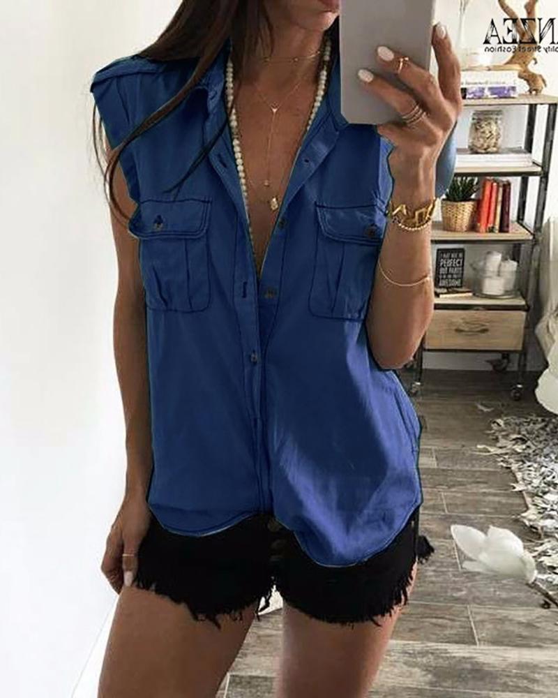 

Denim Dual Pocket Buttoned Casual Shirt, Dark blue
