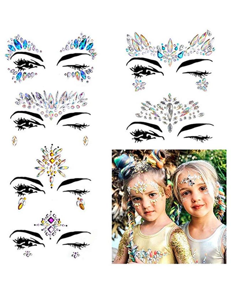 

Face Gems Tattoo Stickers Acrylic Crystal Glitter Stickers, Style1