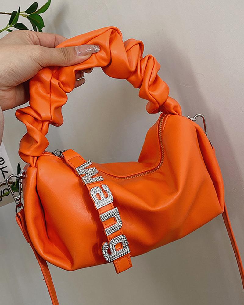 

Letter Decor Crossbody Bag With Handle, Orange