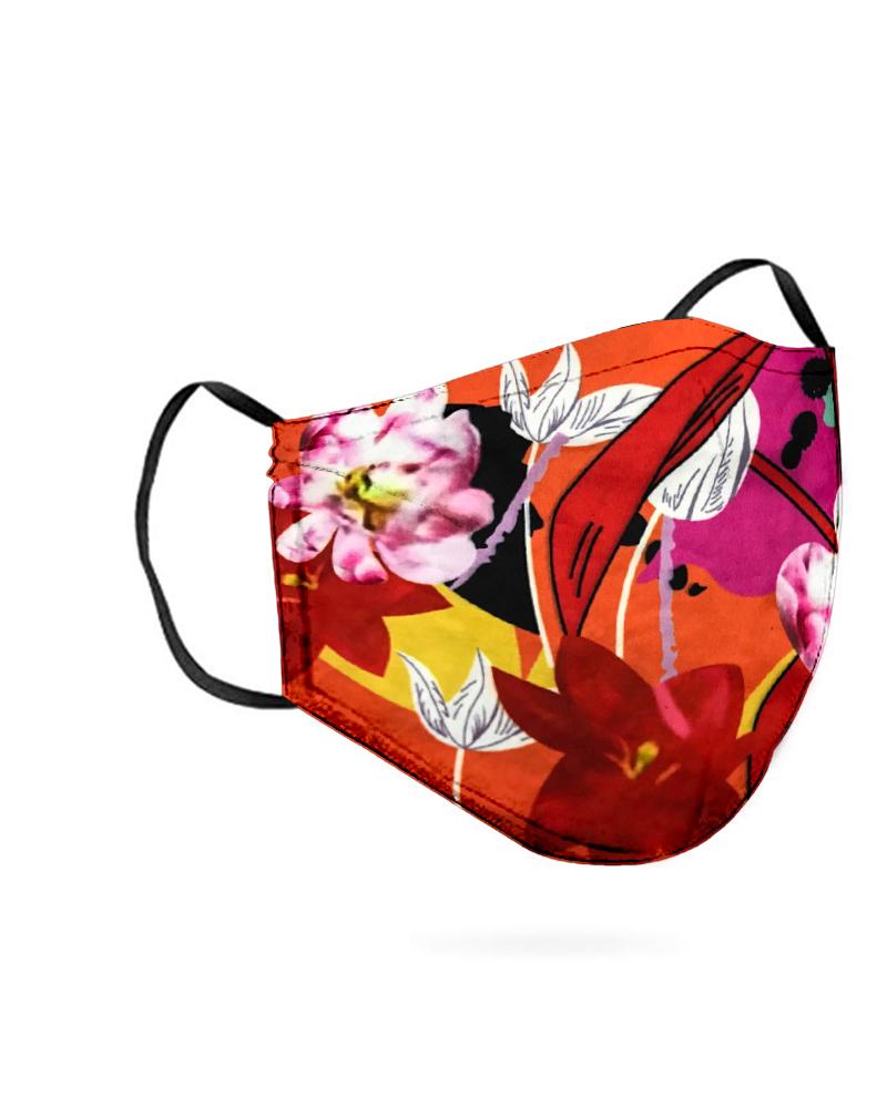 

Floral Print Breathable Mouth M .a. s. k Washable And Reusable, Red