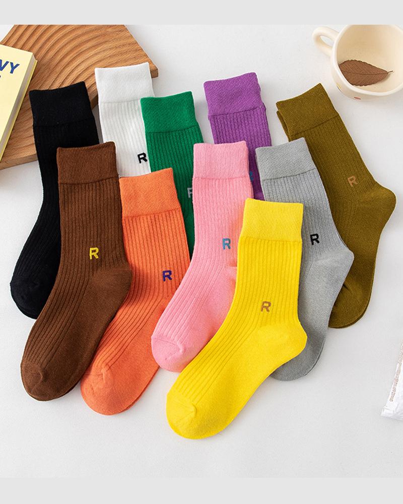 

1Pair Letter Pattern Warm Socks, Yellow