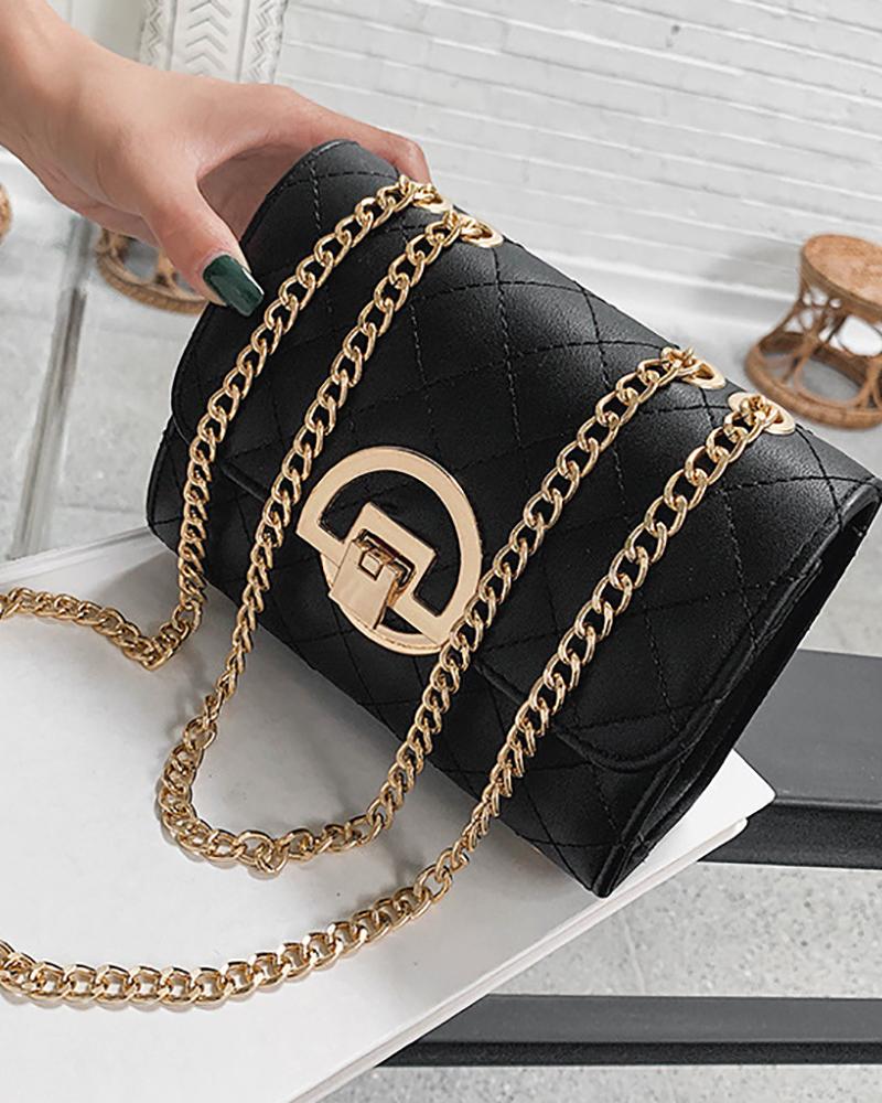 

Quilted Double Strap Flap Shoulder Bag, Black