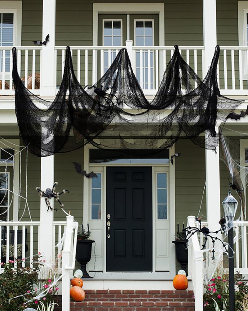 

457 x 76 x 0.1 Halloween Black Creepy Cloth-Spooky For Haunted House Halloween Party Doorway Outdoors Decoration