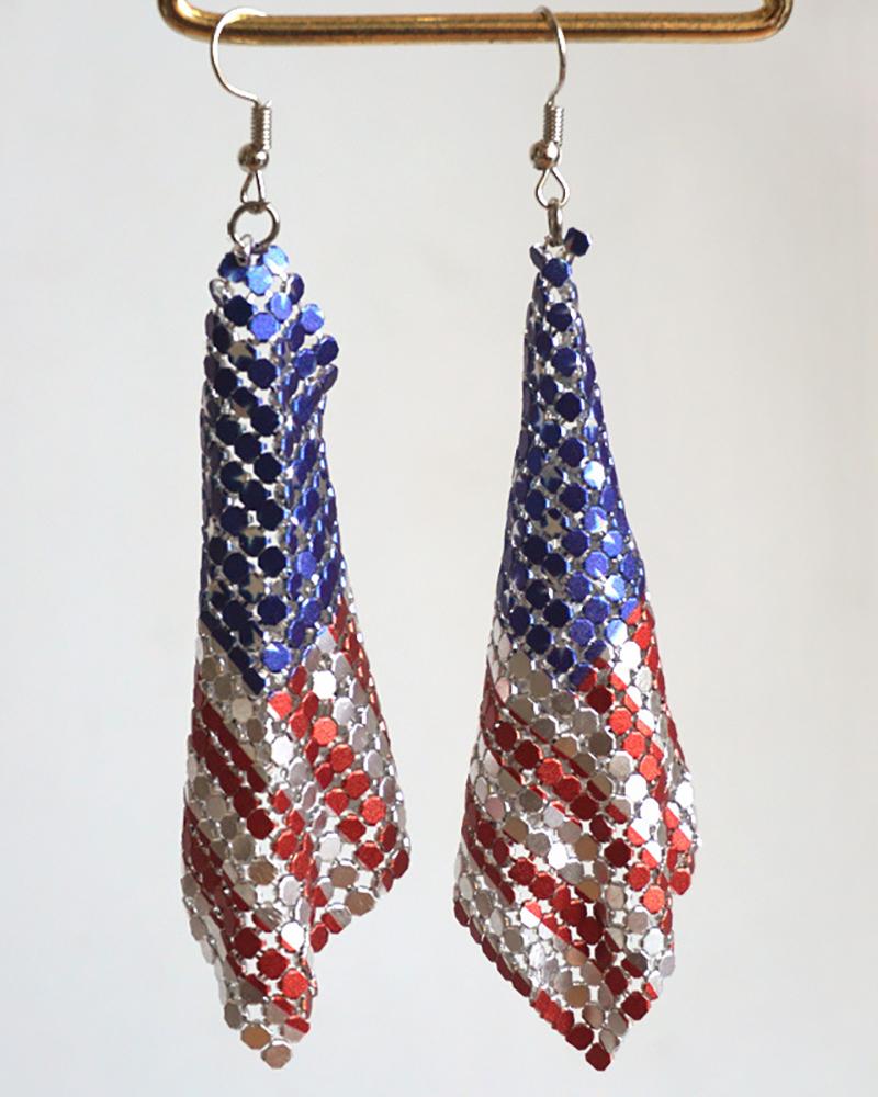 

Independence Day Flag Pattern Drop Earrings, Blue
