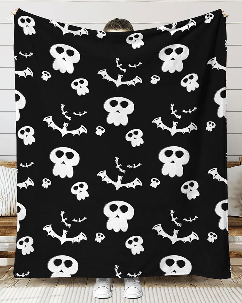 

1pc Halloween Gift Pumpkin Graphic Print Flannel Throw Blanket, Style2