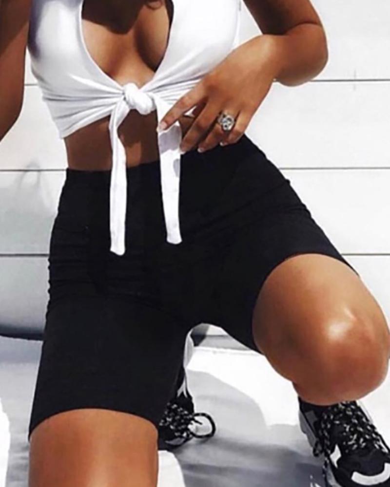 

Cycling Sweatpants Shorts Stretch Basic Pantalones Fitness Slim Biker Shorts, Black