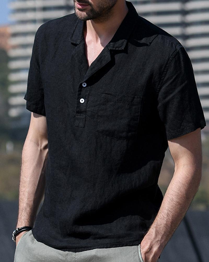 

Solid Color Short Sleeve T-shirt, Black