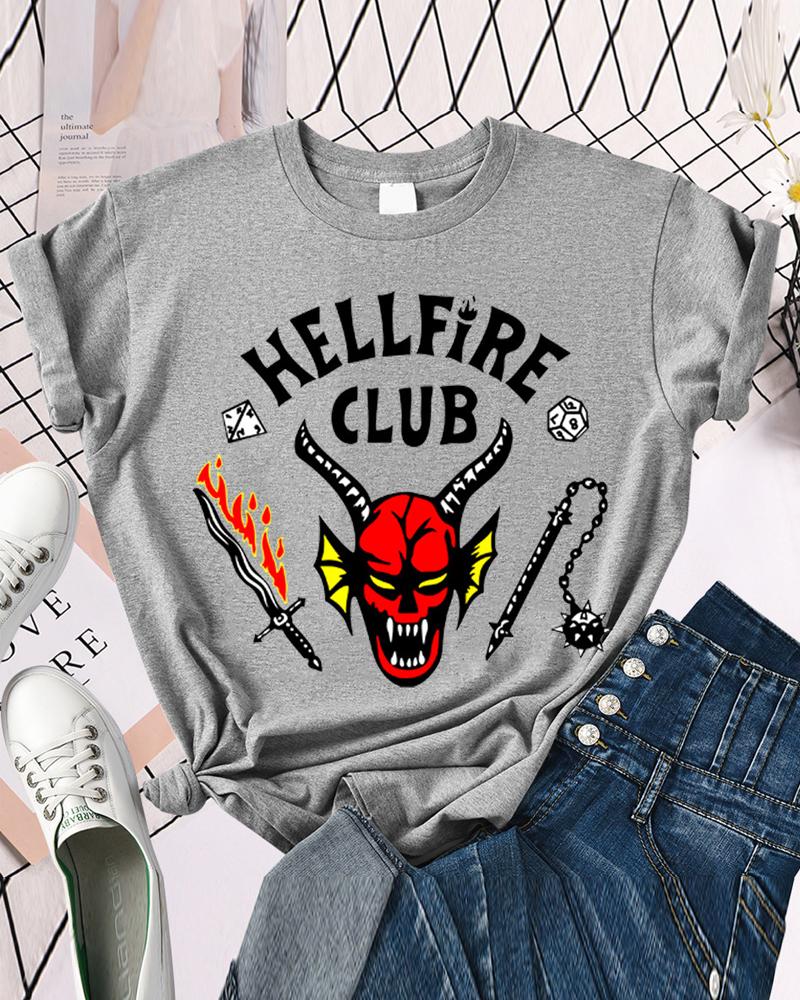

Graphic Letter Print Casual T-shirt, Gray