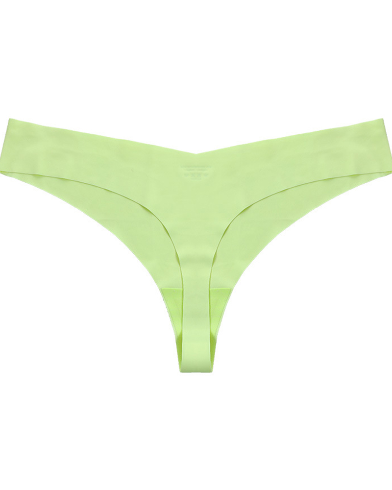 

Low Waist Skinny Solid Color Seamless Panties, Green